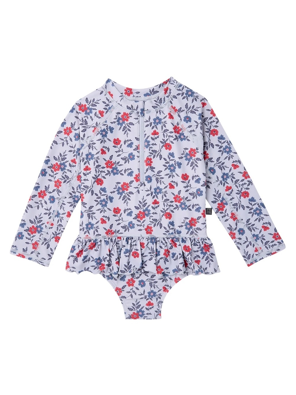 Adorable Long-Sleeve Floral Girls Swimsuit • Size 12 Months • NEW